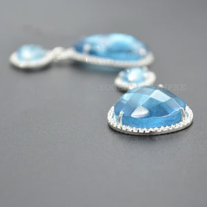 ต่างหูห่วงพลอย CZ สีฟ้าน้ำทะเล925 monalisa หินวันเกิดเงินสเตอร์ลิงสง่างามอินเทรนด์งานแต่งงานครบรอบของขวัญ - Product Image 2