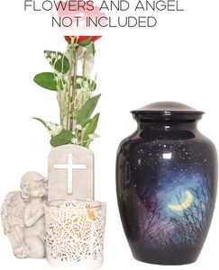 Urna de cremación de Luna, urna funeraria para cenizas humanas, hecha a mano en aluminio, adecuada para entierro de cementerio o nicho, tamaño personalizado - Product Image 6