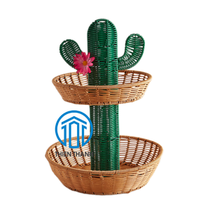 Nouveau design meilleur plateau de service en rotin avec forme de cactus pour le stockage des puces et décorer les fêtes fabriquées à partir de l'usine de vente en gros - Product Image 1
