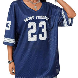 Ropa de baloncesto informal transpirable de malla Retro con cuello en V Unisex, camiseta gráfica de gran tamaño a la moda, camiseta cuadrada con estampado de sublimación Y2K - Product Image 5