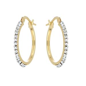 Pendientes de Aro Redondos Blancos de Lujo de Alta Calidad Del Pia Srl, Chapados en Oro Amarillo de 18K, Plata de Ley 925, 15mm, Venta al por Mayor - Product Image 1