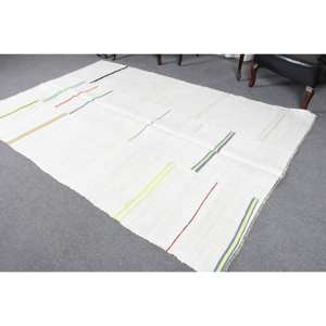 Alfombra de lana blanca moderna, diseño de retazos rectangulares turcos de 6,1x9,1 pies para decoración para sala de estar, alfombra de látex de 10mm de espesor para habitación - Product Image 3