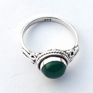 แหวนพลอยโอนิกซ์สีเขียวเงินสเตอร์ลิงสำหรับ925เครื่องประดับชั้นดีสำหรับผู้หญิงและเด็กผู้หญิงสำหรับงานแต่งงานและวันเกิด - Product Image 2