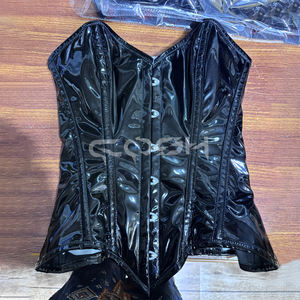 Shiny Vinyl Black PVC High Compression Firm Control Plus Size Waist Slimming Club Wear <b>Corsets</b> - Product Image 3