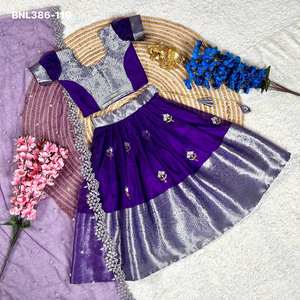 ผ้าออร์แกนซ่าคุณภาพสูง ย้อมสีได้ พร้อมงานปัก ชุดเลเฮนกาโชลีสำหรับเด็ก ซื้อออนไลน์จากผู้ผลิตในอินเดียจากเมืองสุรัต ในราคาถูกที่สุด - Product Image 4