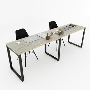 HBRT050 Minimalist Rectangular Cluster Table for 2 240x60cm Plywood Steel Melamine Wood Computer Office Furniture for <b>Study</b> - Product Image 1