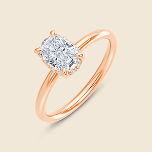 Bague Halo Lily en Or Massif 14K avec Diamant de Laboratoire Taille Coussin Allongée de 1,00 Carat, Qualité F-VS, Produit Authentique - Product Image 2