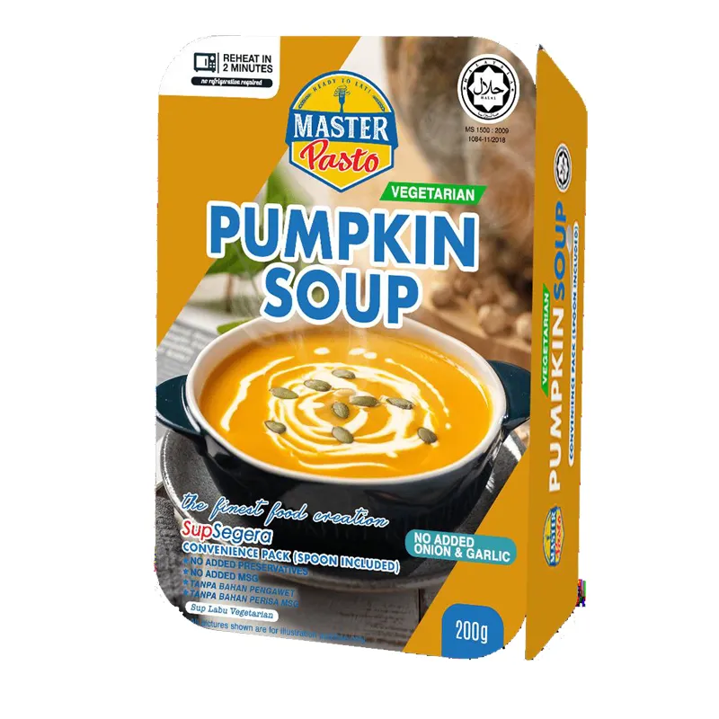 Aster ASTO 3-inute geegetarian umpkin ououp nnstant OUP eady-to-Eat Lant ASED nnstant OOD 200g x 36 unidades