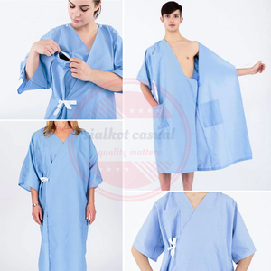 Bata de seguridad para pacientes de Hospital, de alta calidad, no tejida, holgada, de manga corta, Unisex, personalizada - Product Image 2