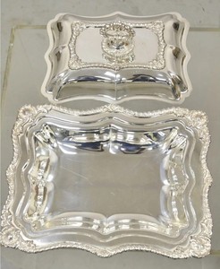 Plat de service avec couvercle pour la maison hôtel et ustensiles de cuisine décor de plat de service finition argentée personnaliser logo plats de service - Product Image 6