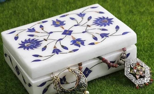 White Marble with Brass Inlay (custom colors on demand)