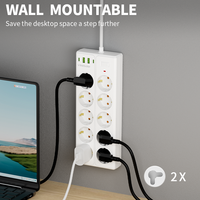 Multiprise portable VINISEM avec protection contre les surtensions - 10 prises, 2 ports USB-A et 2 ports Type-C, câble de 2 m