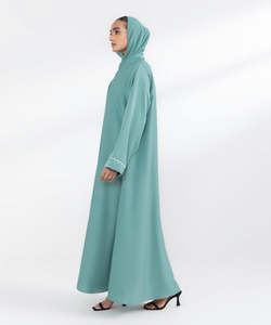 Abaya décontractée de couleur unie à manches longues grande taille, vêtements islamiques à manches longues de couleur personnalisée, hijab, abaya pour femmes, imprimé OEM - Product Image 2