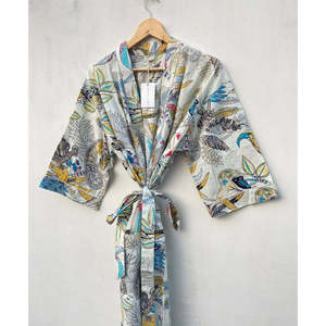 Kimono Ligero de Algodón con Estampado Floral, Túnica de Playa para Trajes de Baño - Product Image 1