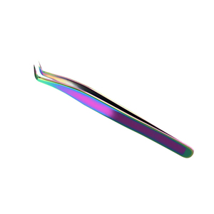 Vente chaude Ensemble de pinces à cils multicolores inclinées Kit d'outils professionnels pour les artistes des cils Extensions Acier inoxydable Anti-magnétique - Product Image 5