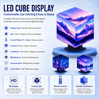 Affichage LED en cube P2.5 sans soudure, angle de vision à 360 degrés, écran LED en cube magique pour exposition technologique, publicité créative HD