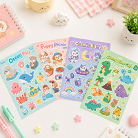 Autocollants personnalisés coréens scintillants Kawaii mignons en vinyle avec effet film arc-en-ciel, feuille d'autocollants à paillettes découpés à la forme pour enfants