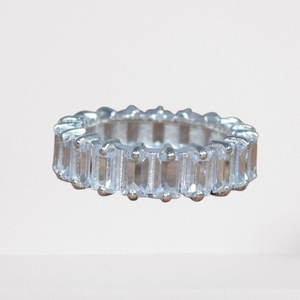 Bague en topaze blanche 925 argent sterling massif couleur blanche autre forme naturelle estampillée à la main 925 bague en argent - Product Image 1