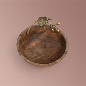 Bols en bois de la meilleure qualité avec poignées en bois de cerf feuilles bol à salade en laiton fini nickel pour bol de service de table à vendre - Product Image 6