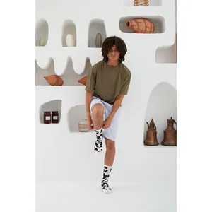 Colorful Sports <b>Socks</b> with Breathable <b>Black</b> Spotted Cow Pattern for Daily Use - Product Image 4