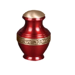 Urna de recuerdo de cremación de latón de alta calidad con banda grabada en negro dorado y acabado de Color blanco para cenizas humanas-Suministro funerario - Product Image 4