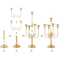 Candélabre de table en métal doré de haute qualité, design moderne, 5 bras, fait main, couleurs personnalisables, pour mariage, Noël, fête