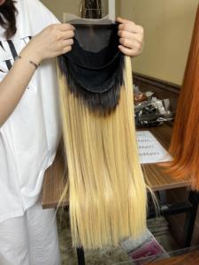 มัดผมมนุษย์แท้613ผมบลอนด์วิกผมคนแท้พร้อมหน้าผากผมมนุษย์แท้สีบลอนด์ผม613 613พร้อมที่ปิด - Product Image 4