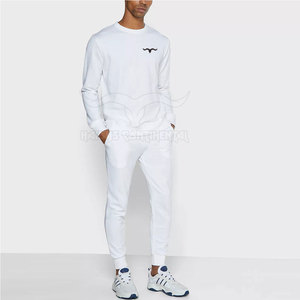 Vente en gros Sweat-shirt à fermeture éclair Sweat-shirt blanc 2 pièces Sports Gym Jogging pour hommes Survêtements à fermeture éclair - Product Image 1