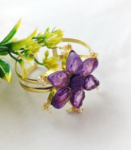 Améthyste Quartz Gemstones Bangle Faceted Purple Teardrop Amethyst bangle, Synthetic Amethyst Quartz - Product Image 4