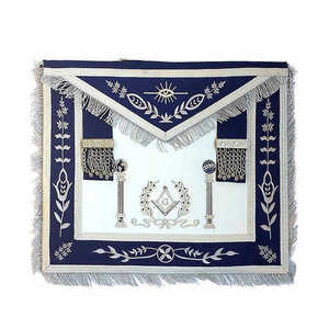 Ensemble d'insignes maçonniques de maître maçon avec col, tablier et étui bleu Arche royale Tablier habillé complet avec support bleu - Product Image 1