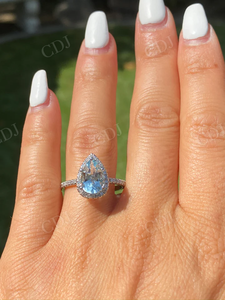 GRA certificado 2CT corte de pera Moissanite anillo 10K oro sólido Halo anillo de compromiso eternidad diamante anillo mujer moda joyería fina - Product Image 6