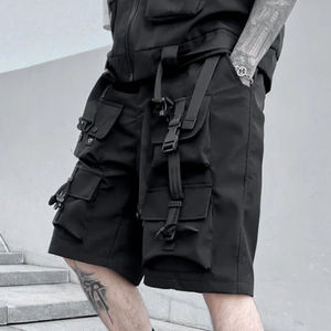 Haute qualité 100% coton hommes Techwear Cargo Shorts pour homme grande taille travail en plein air court avec fermeture à cordon solide à motifs - Product Image 2