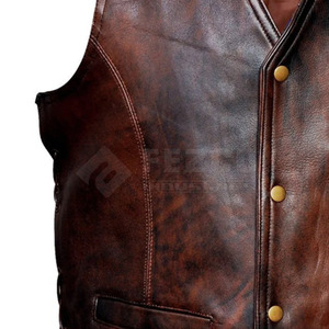 Gilet en cuir décontracté pour homme personnalisé - Vêtement d'extérieur durable et respirant avec col en V, design personnalisable, haute qualité, OEM/ODM sur mesure - Product Image 5