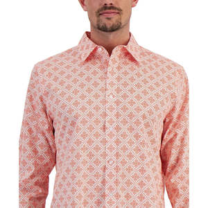 Camicia Casual da Uomo Club Room, Vestibilità Regolare, in Popeline con Stampa a Medaglione, Taglia Media, 100% Cotone Traspirante - Product Image 3