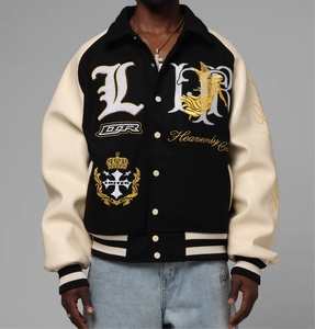 Chaqueta Universitaria de Lana para Hombre, Estilo Bomber, con Parches de Béisbol, Bordado de Chenilla Personalizado con Logotipo Escolar o Universitario - Product Image 1