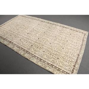 Alfombra Turca Vintage de 5.1x8.6 pies, Alfombra Marroquí Blanca - Product Image 1