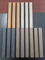 Boîte d'échantillons de 12 panneaux acoustiques en bois à lattes colorées pour murs insonorisés, hôtels, villas, solution de conception graphique