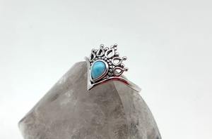 Anillo clásico de plata maciza 925, joyería para mujer, Plata de Ley 925, piedras preciosas Larimar, estilo bohemio, anillo hecho a mano, Regalo para mamá - Product Image 5