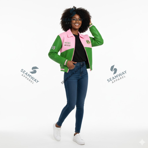 Chaqueta de Cuero PU Alpha Kapa Alpha Lista para Enviar, Chaqueta Bomber de Cuero de Alta Calidad, Chaqueta Deportiva Estilo Universitario - Product Image 5