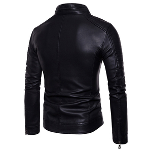 Blazer en cuir PU pour hommes Manteau de costume à un bouton Vestes à revers pour hommes Veste en similicuir stylée pour hommes - Product Image 2
