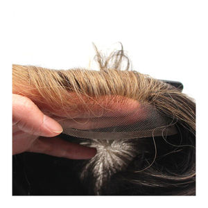 Perruque de remplacement pour hommes en cheveux naturels Remy vierges, 8 pouces, ondulation naturelle, base en dentelle et PU de 24 mm, cheveux indiens, toupet pour calvitie, exportation Bangladesh - Product Image 1