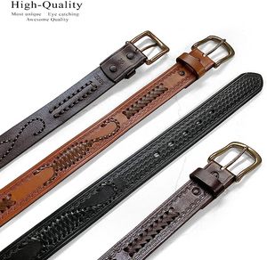 Ceinture en cuir tressé de style western, en cuir pleine fleur, robuste, en cuir de vache de qualité supérieure, avec des motifs perlés personnalisés, ceintures de luxe prêtes à être expédiées, unisexe - Product Image 5