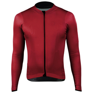 Jersey de Ciclismo Unisex Rojo de Manga Larga, Ligero y Ecológico, 100% Poliéster, Absorbente de Sudor, Transpirable y de Secado Rápido - Product Image 1