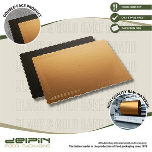Fabriqué en Italie Bord ondulé jetable laminé Rectangulaire Noir & Or Carton de gâteau Taille différente - Product Image 3