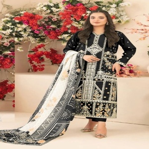 ชุดสلوارผ้าฝ้ายแคมริก ปักด้วยด้ายลายเลื่อมและงานพิมพ์ดิจิทัล ช้อปปิ้งออนไลน์ในอินเดีย - Product Image 1