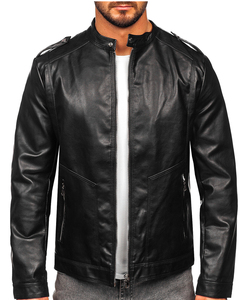 Chaqueta de Cuero PU al por Mayor para Hombre, Chaqueta de Primavera y Otoño, Chaqueta de Moda Masculina con Cuello Alto, Chaqueta de Motociclista - Product Image 6