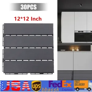 Moderno 12 \ "x 12 \" Azulejos de cubierta entrelazados Paquete de 30 Azulejos de suelo de patio al aire libre Grano de madera gris oscuro Liso 12mm Sótano Exterior - Product Image 1