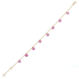 Hamdcrafted 18K Solid Yellow Gold Gemstone <b>Bracelet</b> <b>Cute</b> Minimalist Natural Drop Pink Sapphire for Wedding Party Gift Charms - Product Image 4