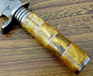 Custom Handmade DIY OEM Stainless Steel <b>Bone</b> <b>Handle</b> Serrated Edge Hunting Bowie <b>Knife</b> Leather Sheath Industrial Use 3-Year - Product Image 3