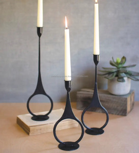S/3 Black Metal Iron Shape Long Decorative Candlestick Holder Home Christmas Decoration Other Candleholders <b>Lanterns</b> <b>Candle</b> Jars - Product Image 3